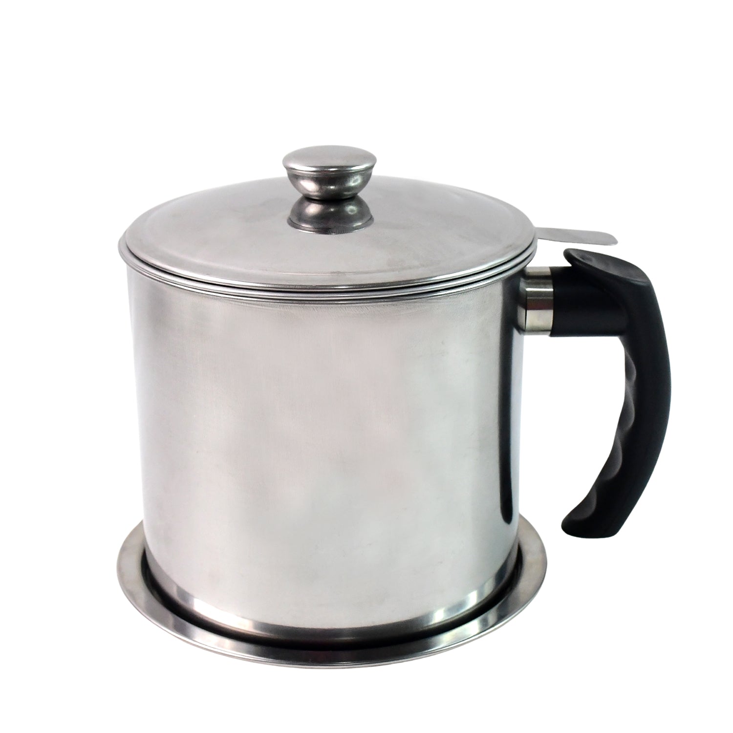 Stainless Steel Oil Strainer Pot with Lid and Filter Mesh (1 Set) signaturekarts