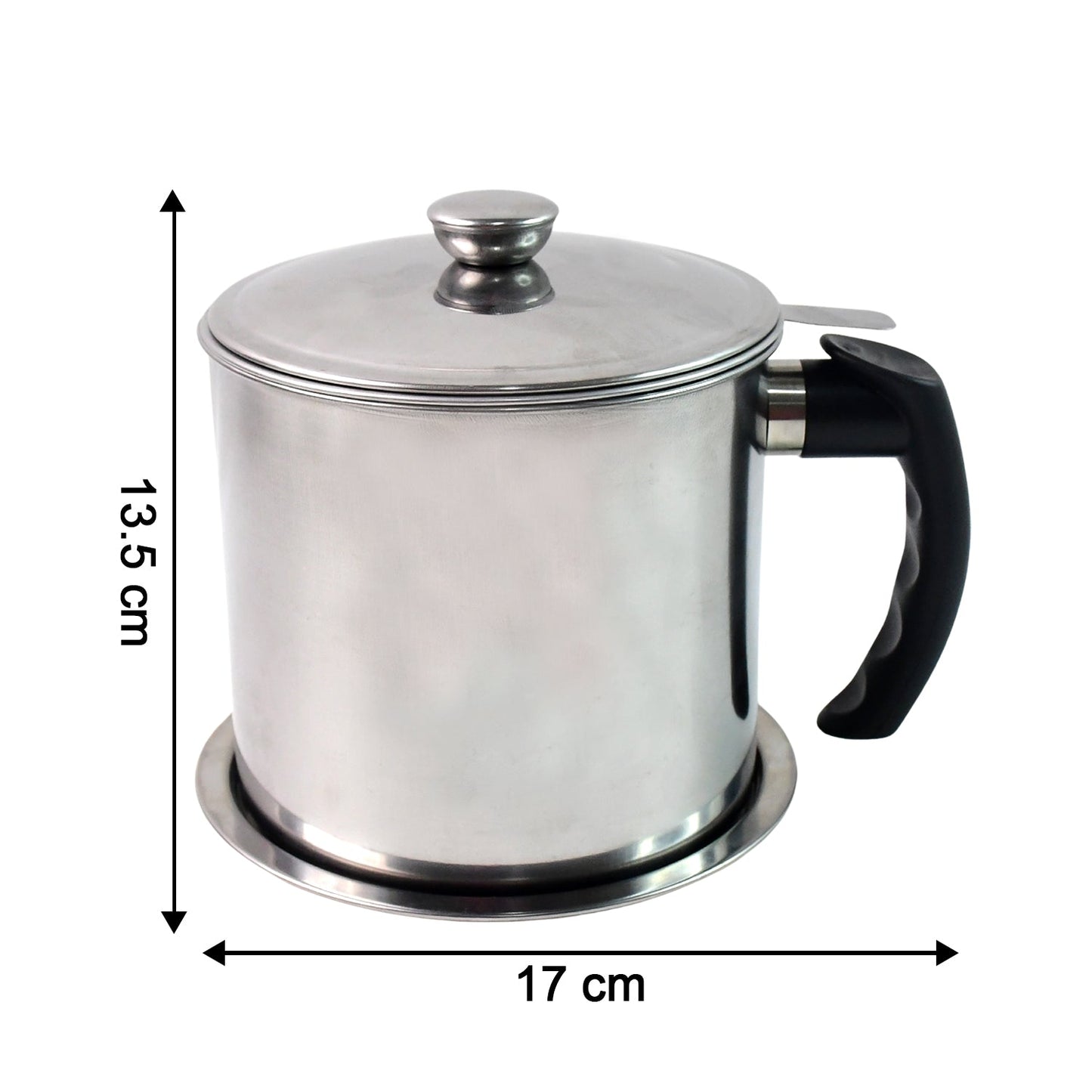 Stainless Steel Oil Strainer Pot with Lid and Filter Mesh (1 Set) signaturekarts