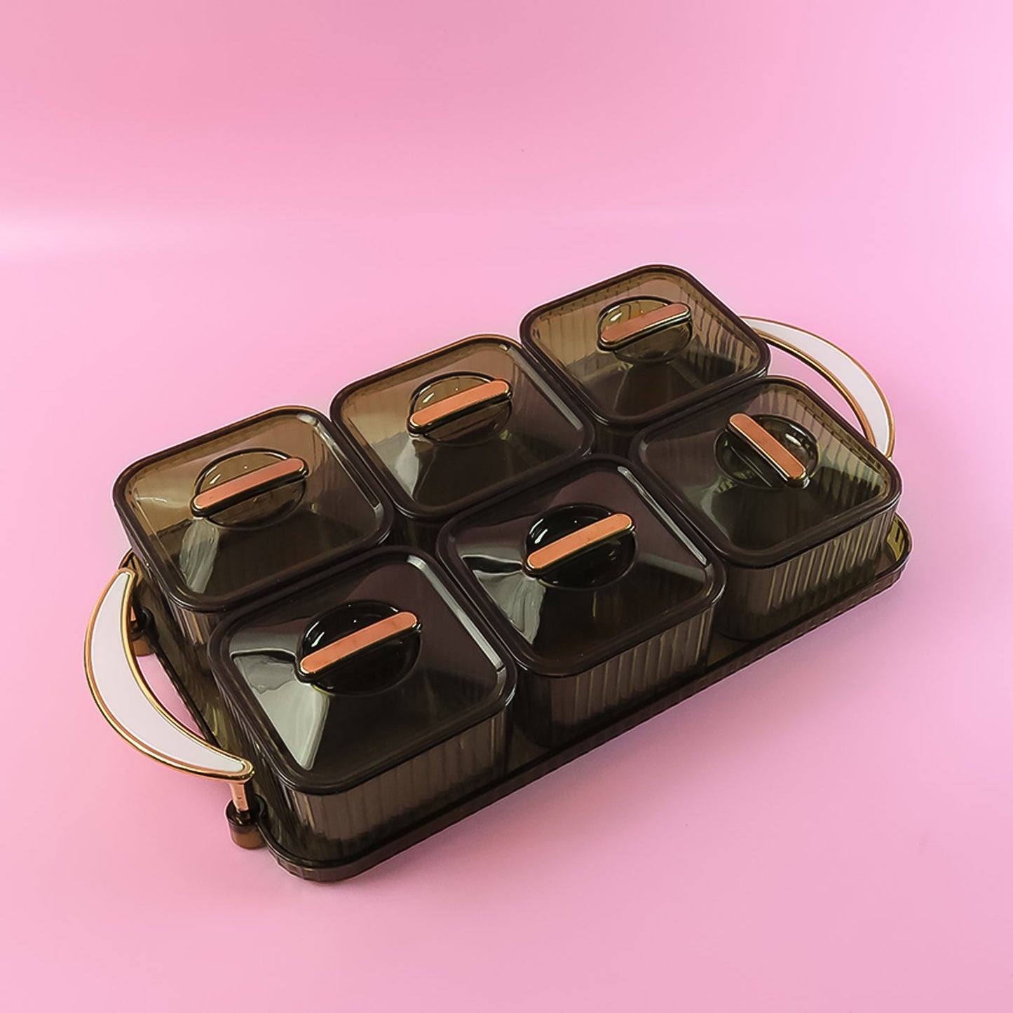 Liger Multipurpose Transparent Spice Jar Set with Tray and Lids 400ML Approx (6 Pc) Signature Kart
