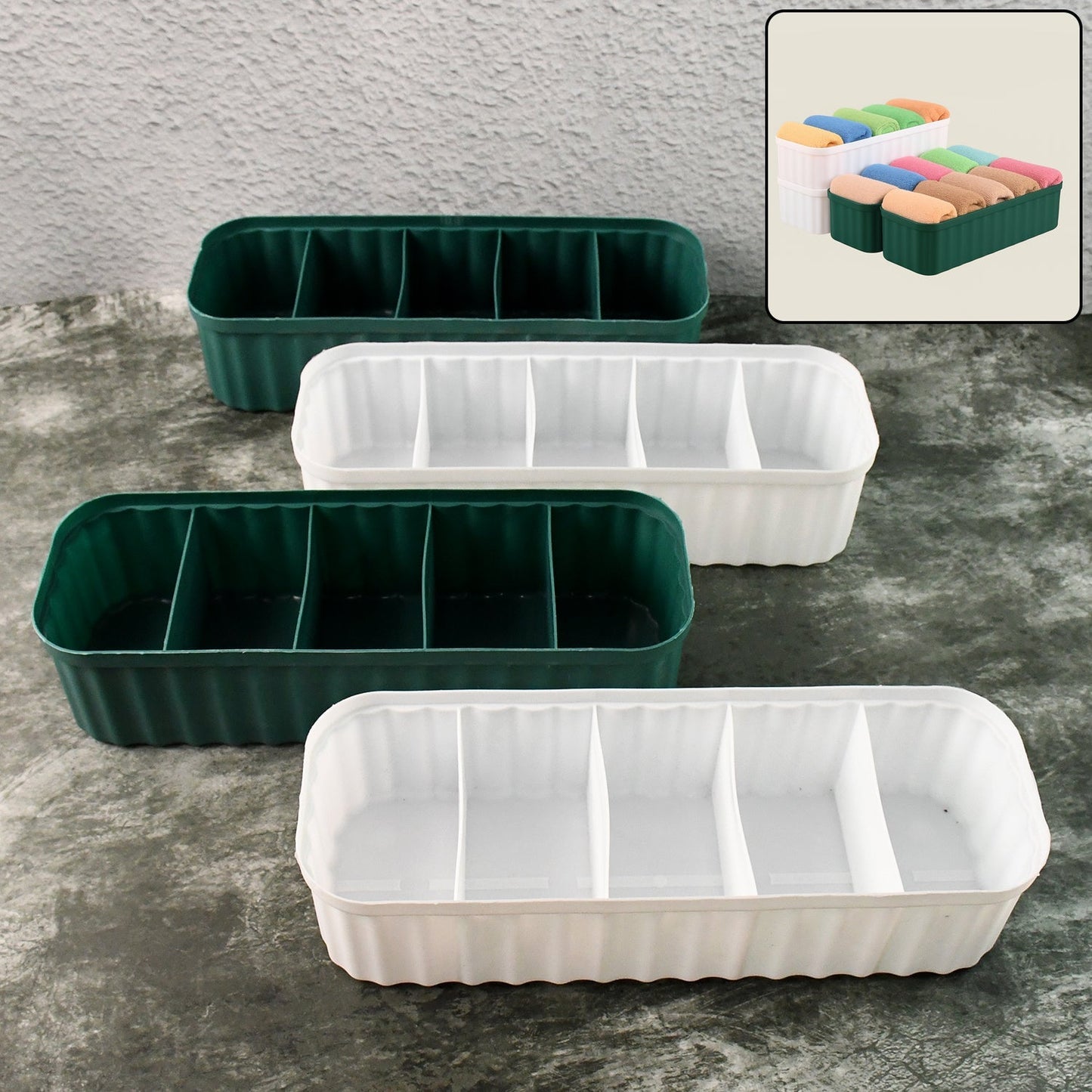 5 Compartments Socks / Handkerchief / Underwear Storage Boxes (pack of 4) Signature Kart
