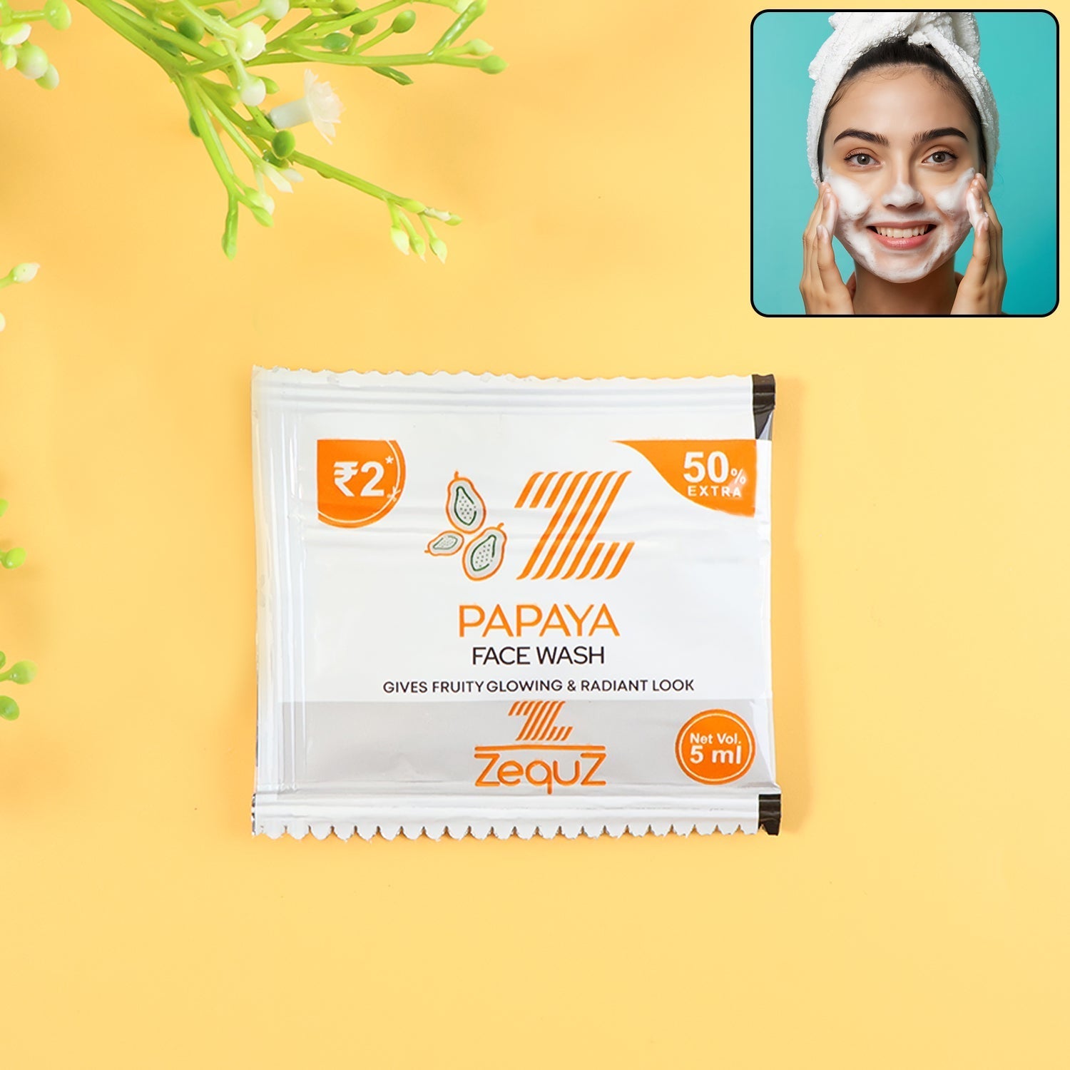 Zequz Papaya Face Wash Sachet (5 ML / 1 Pc) The Morsignaturekarts