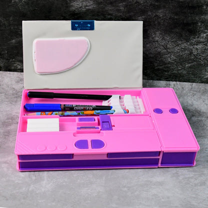 Multi-Functional Space Theme Pencil Box with Built-in Calculator (1 Pc) signaturekarts