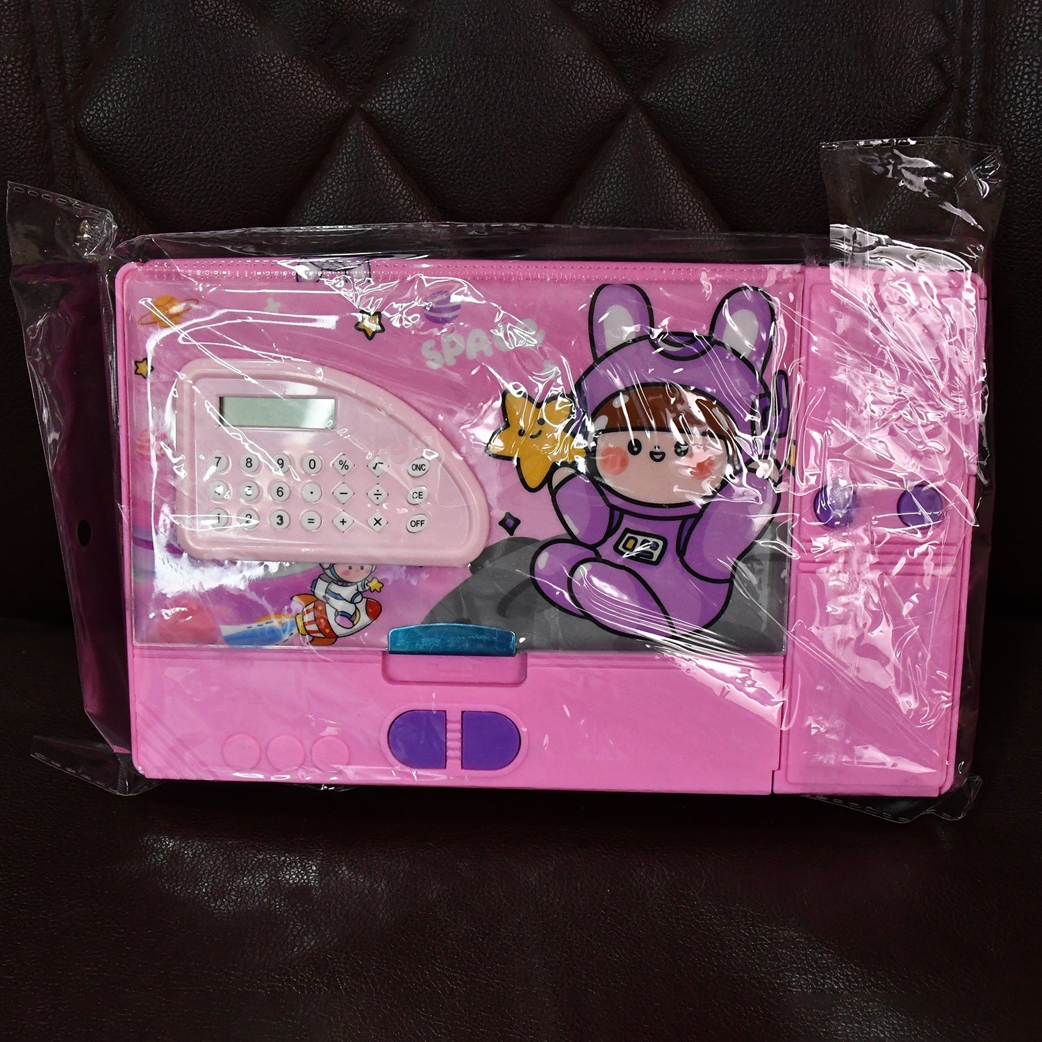 Multi-Functional Space Theme Pencil Box with Built-in Calculator (1 Pc) signaturekarts