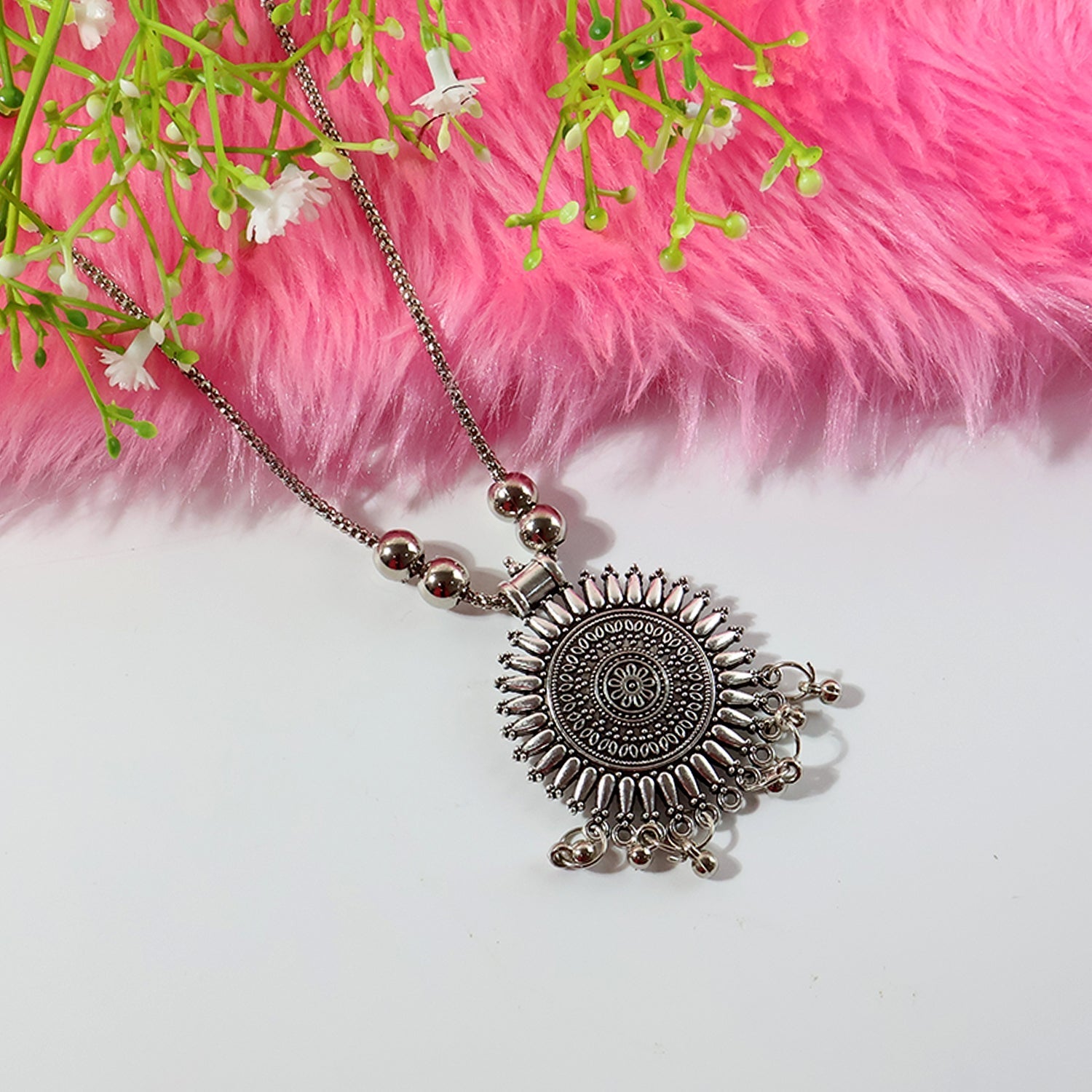 Oxidised Silver Traditional Long Necklace (1 Pc) The Morsignaturekarts