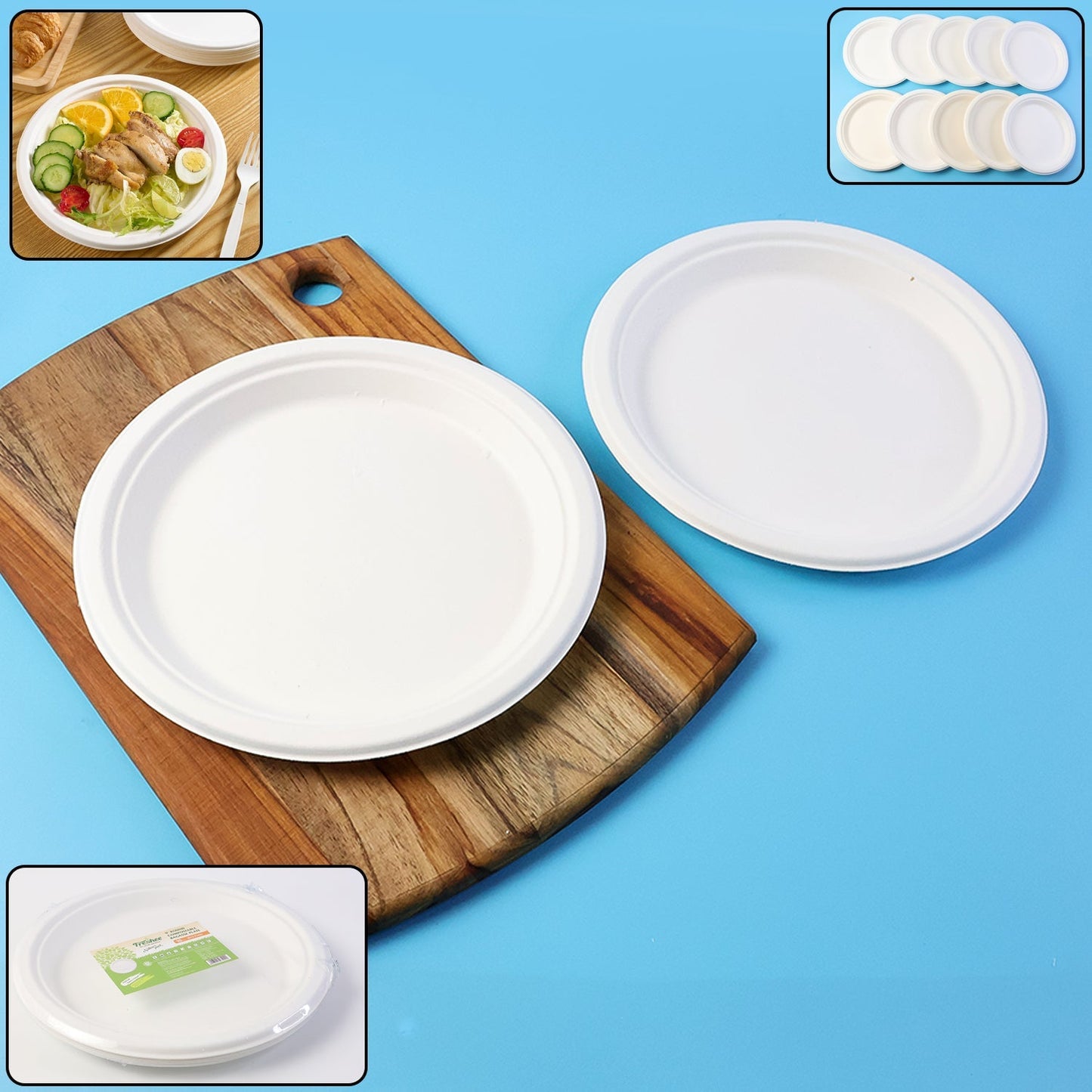 Freshee 9 Inch Compostable Bagasse Plate (10 Pc) signaturekarts