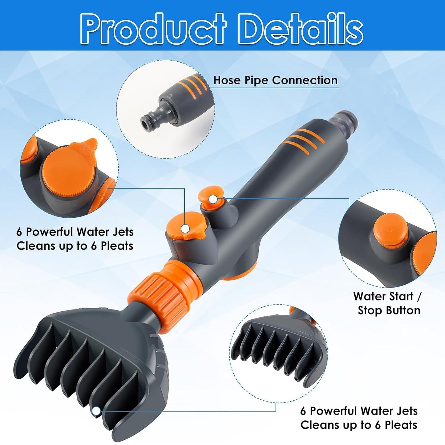 High-Pressure Pool Filter Cartridge Cleaner Nozzle (1 Pc) signaturekarts