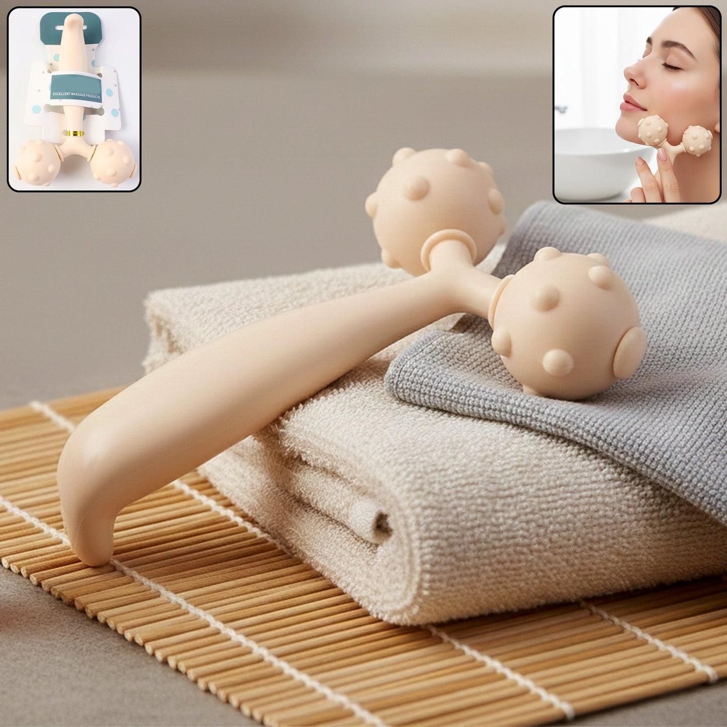 Dual Ball Facial and Body Massage Roller - 1 Pc The Morsignaturekarts