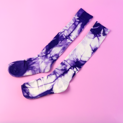 Purple & White Tie-Dye Long Socks (1 Pair) The Morsignaturekarts