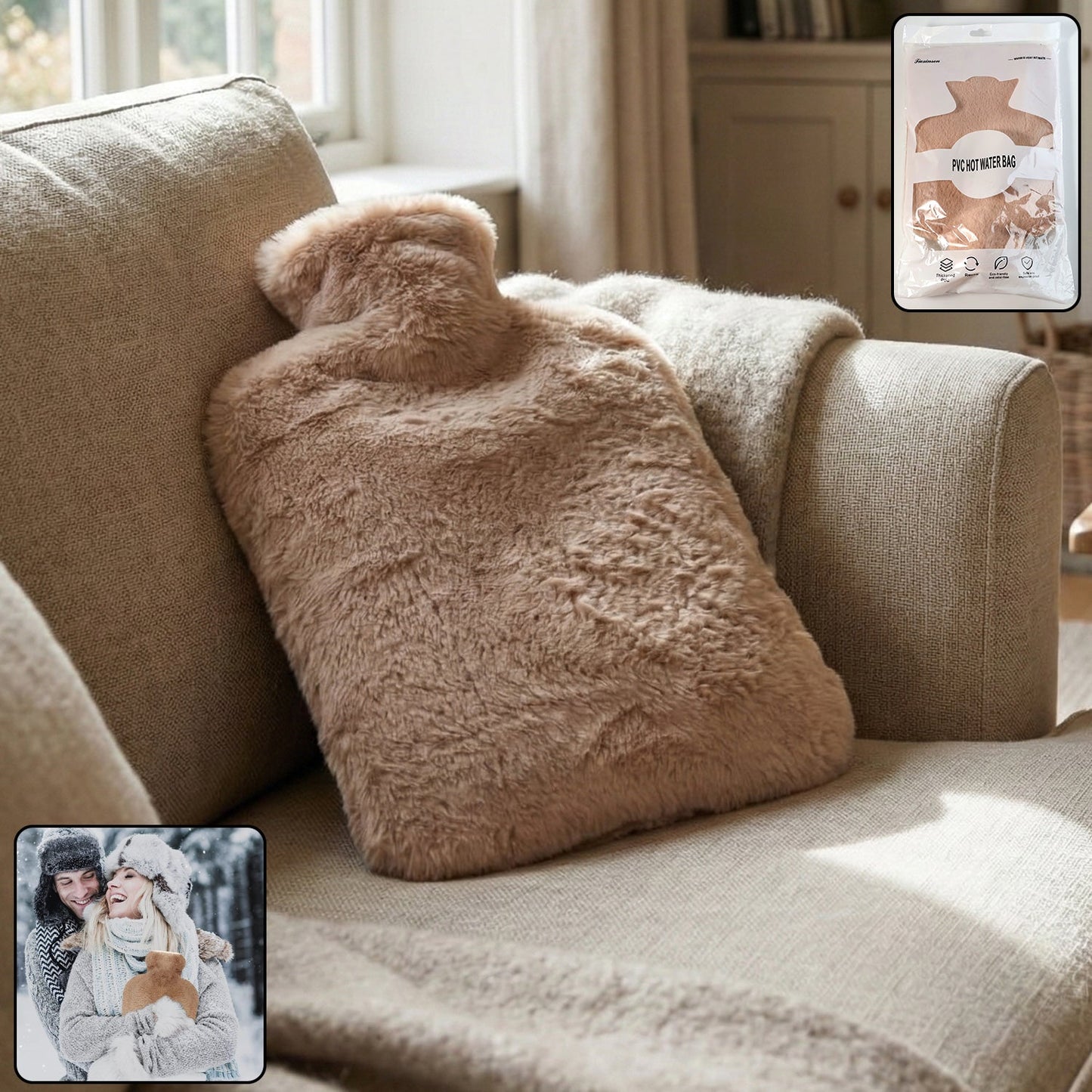 PVC Hot Water Bag with Soft Fur Cover (1 Pc) The Morsignaturekarts
