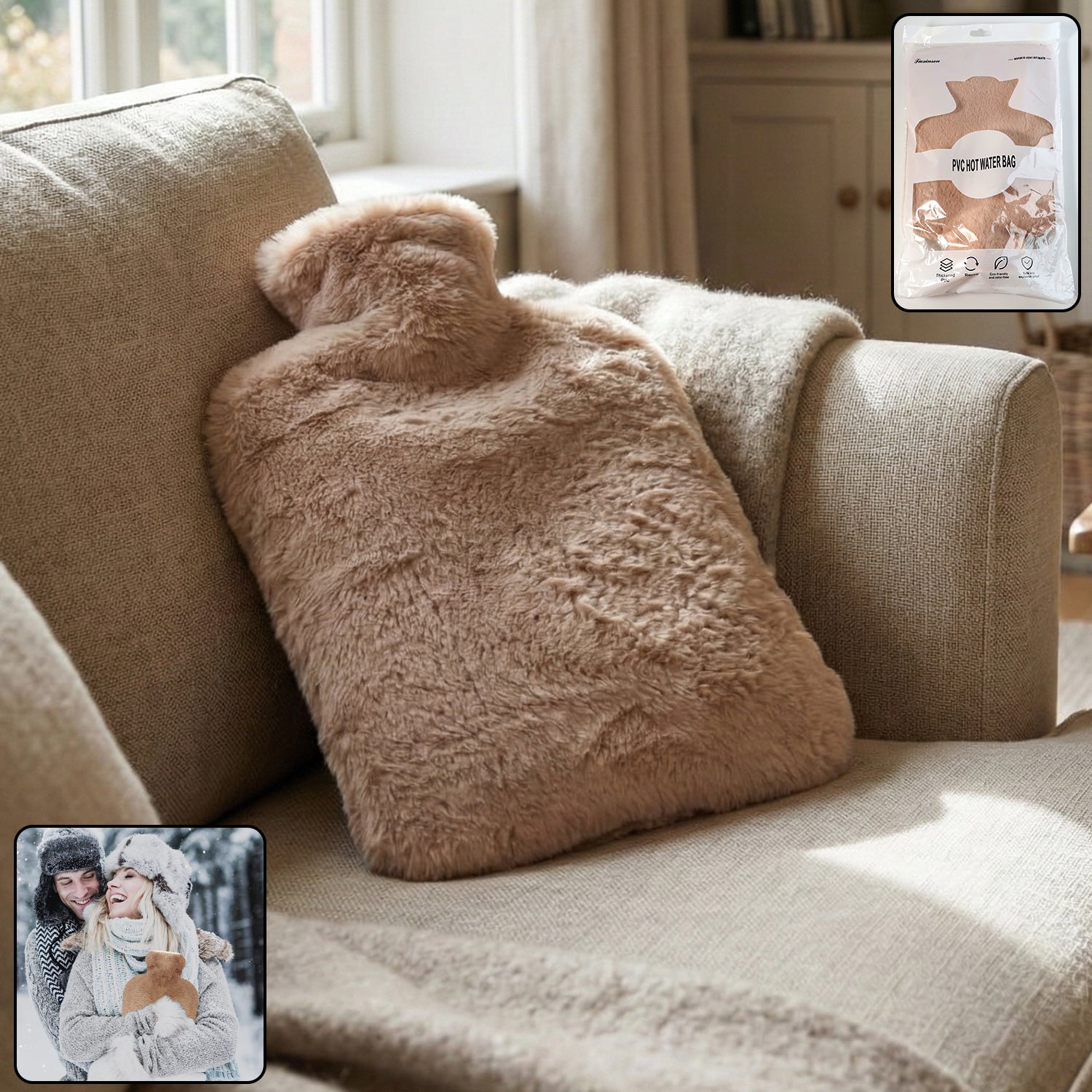 PVC Hot Water Bag with Soft Fur Cover (1 Pc) The Morsignaturekarts