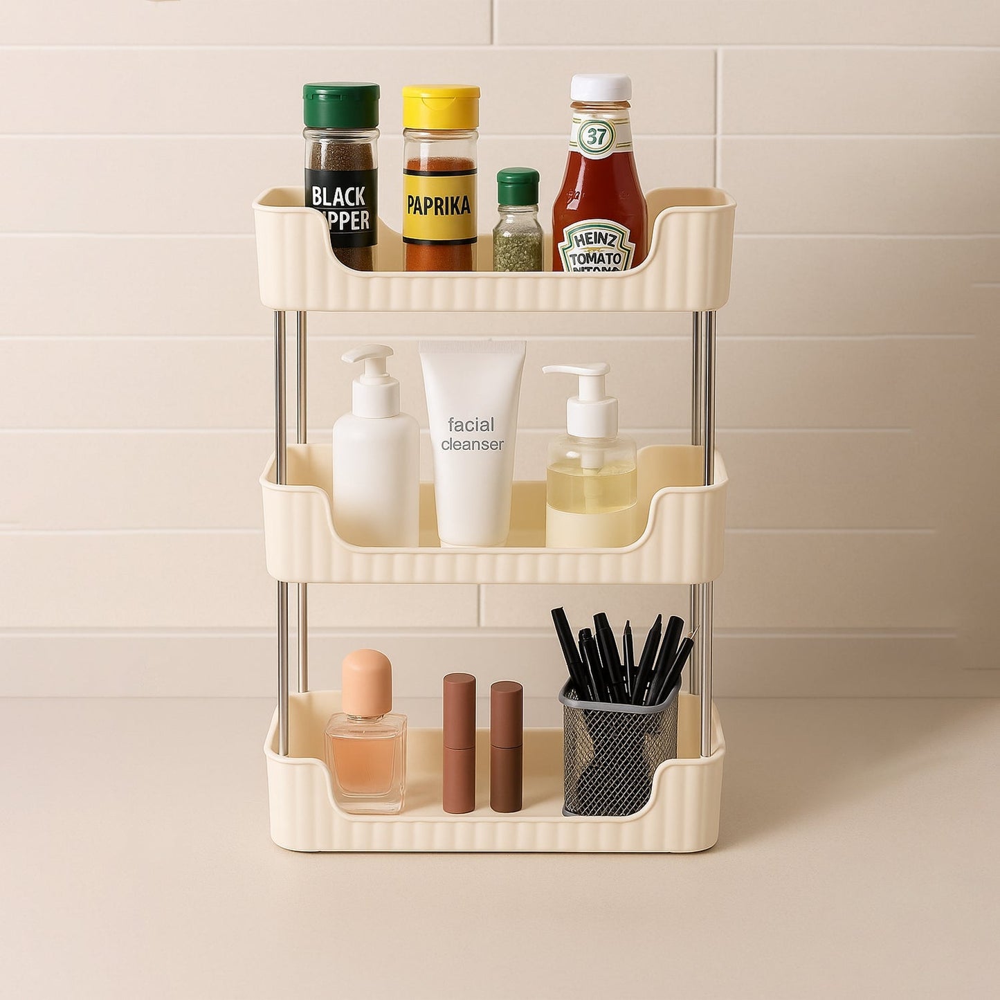 3-Tier Multipurpose Storage Organizer Rack Shelf (1 Set) Signature Kart