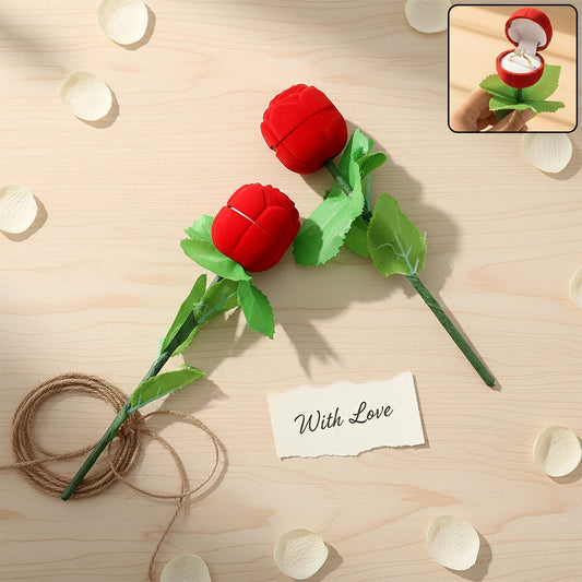 Romantic Artificial Rose Ring Box Stick – 2 Piece Flower Shaped The Morsignaturekarts