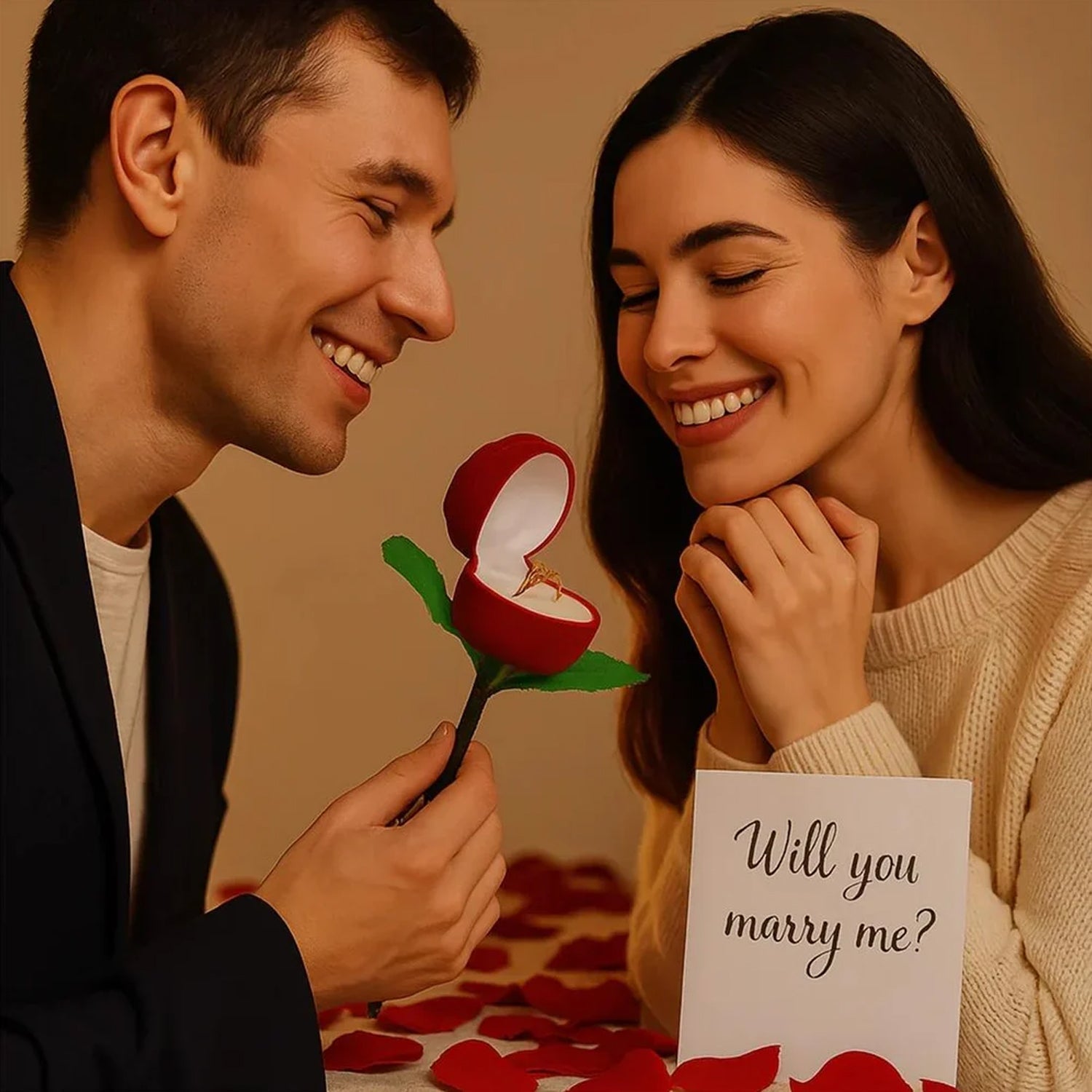 Romantic Artificial Rose Ring Box Stick – 2 Piece Flower Shaped The Morsignaturekarts