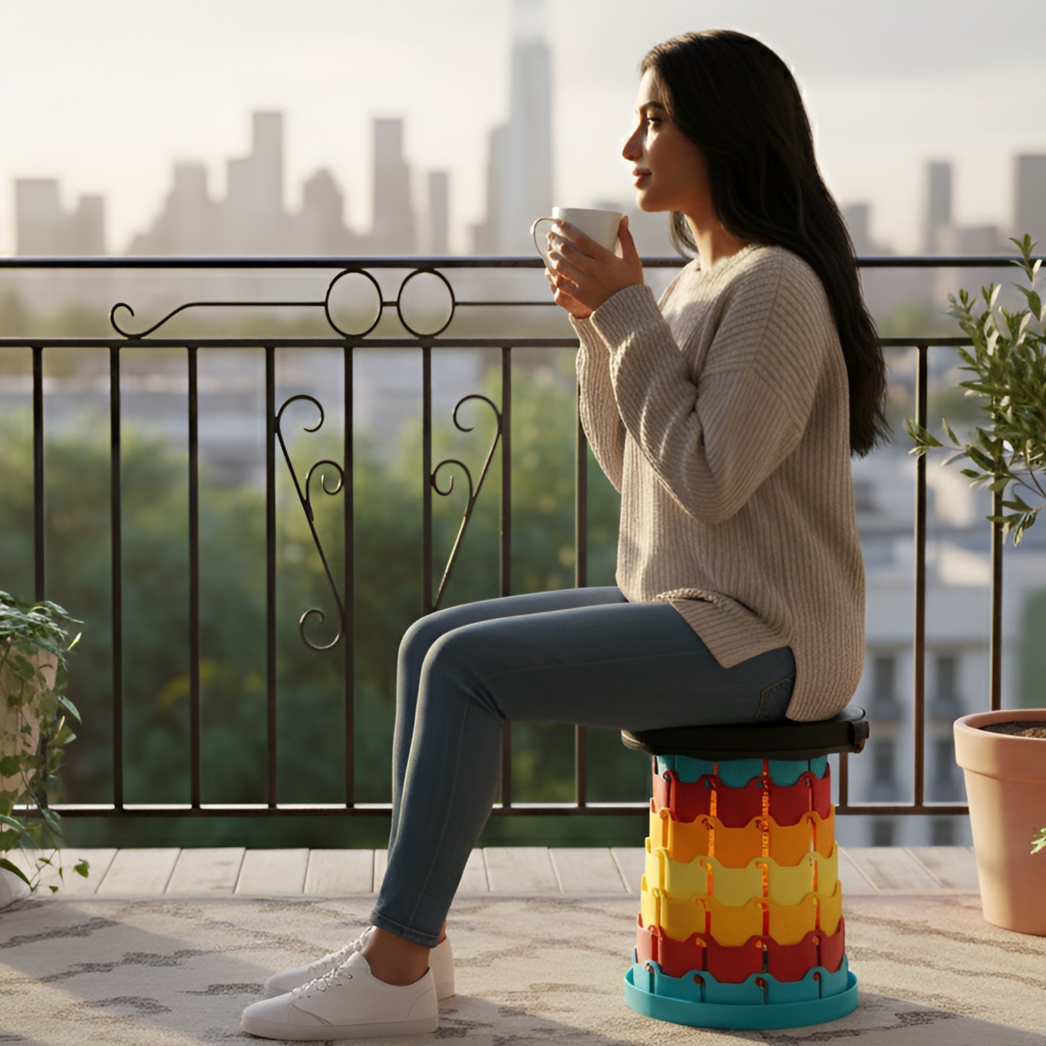 Collapsible Stool with Handle for Portable Seating (44x25.5 cm) The Morsignaturekarts