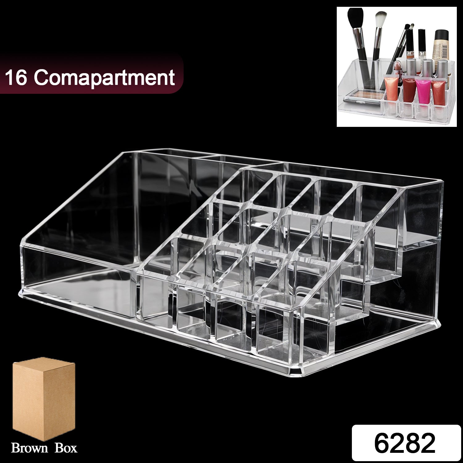 16 Compartment Cosmetic Makeup Jewellery Lipstick Storage Organiser Box Signature kart