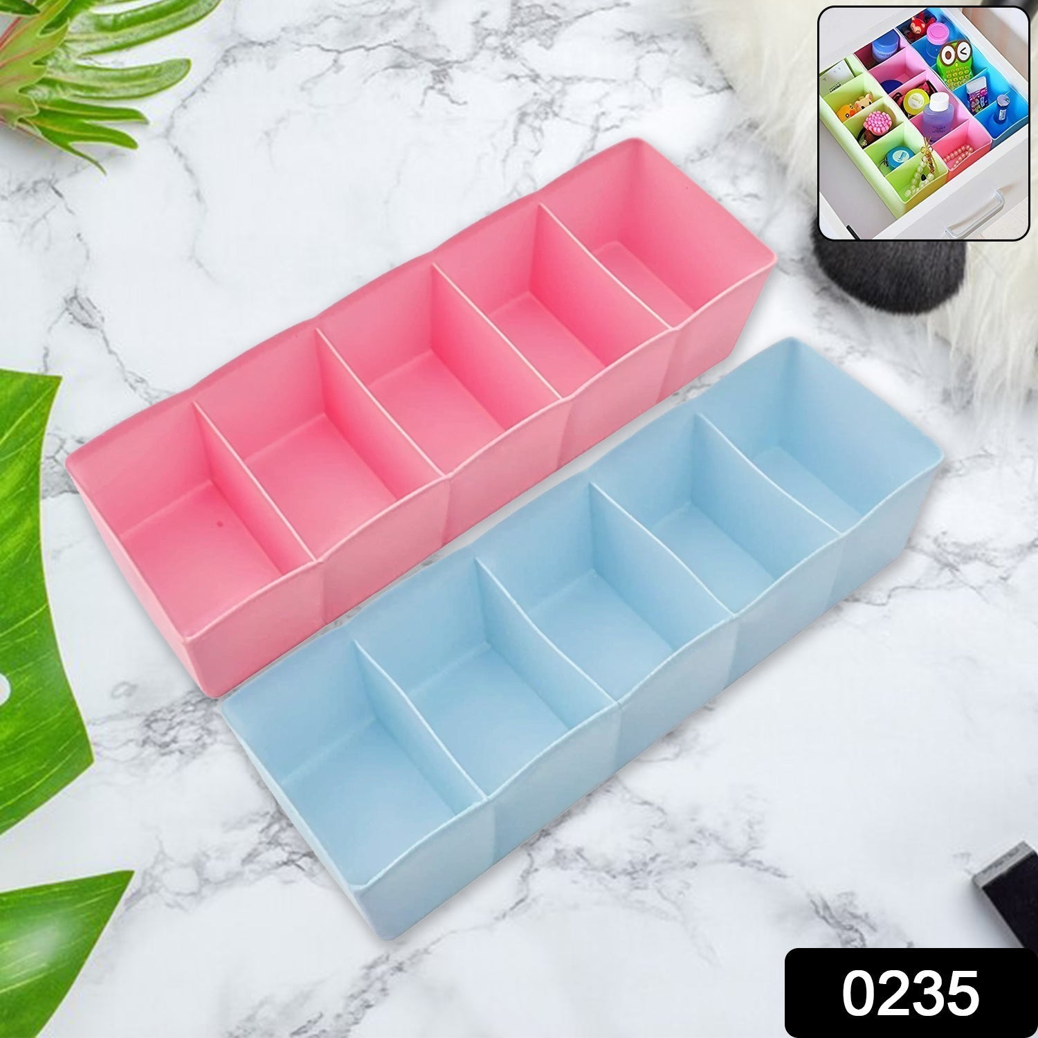5 Compartments Socks / Handkerchief / Underwear Storage Box (pack of 2) Signature Kart