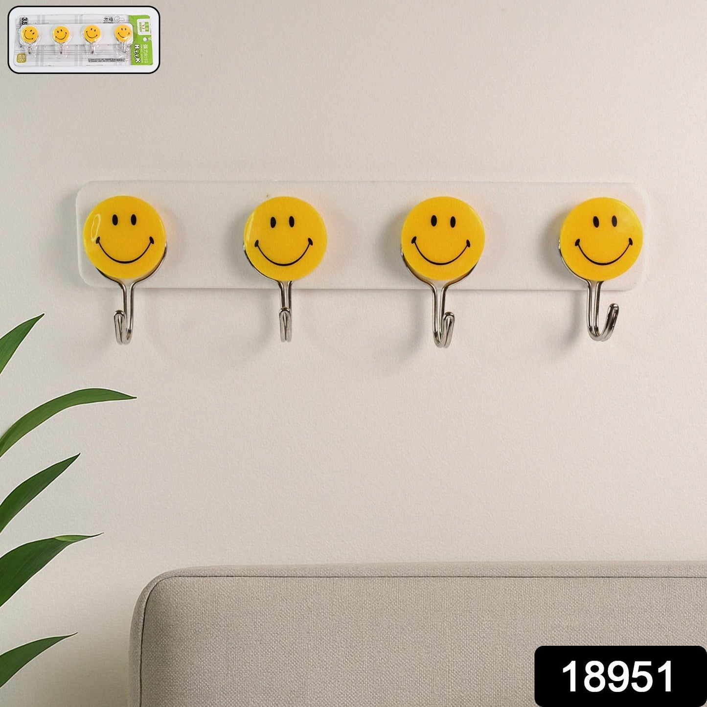 Multipurpose Self-Adhesive 4 hooks for wall Hook (1 Pc) Signaturekarts
