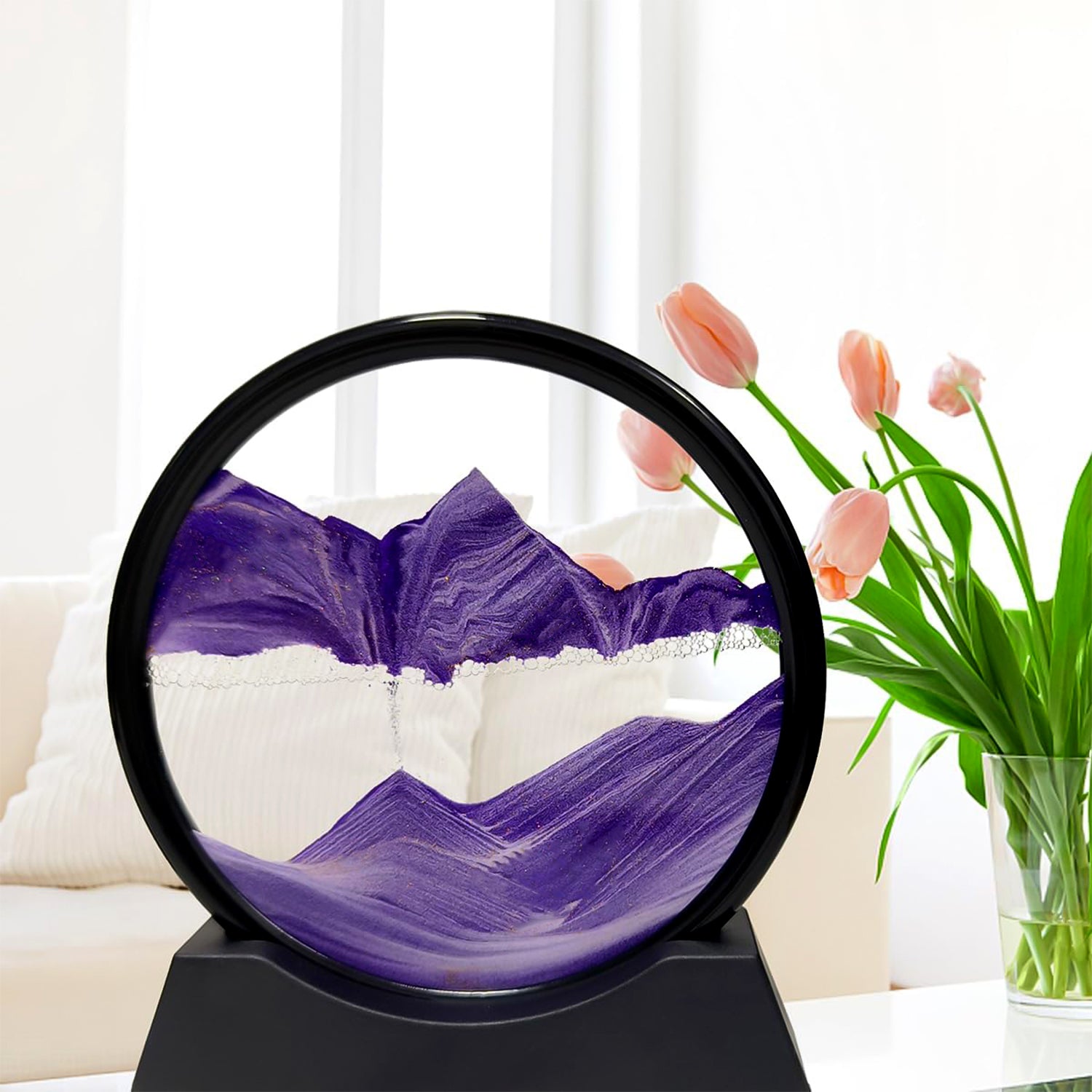 3D Moving Sand Art – Liquid Motion Deep Sea Sandscape with Round Glass Frame (1 Pc) signaturekarts