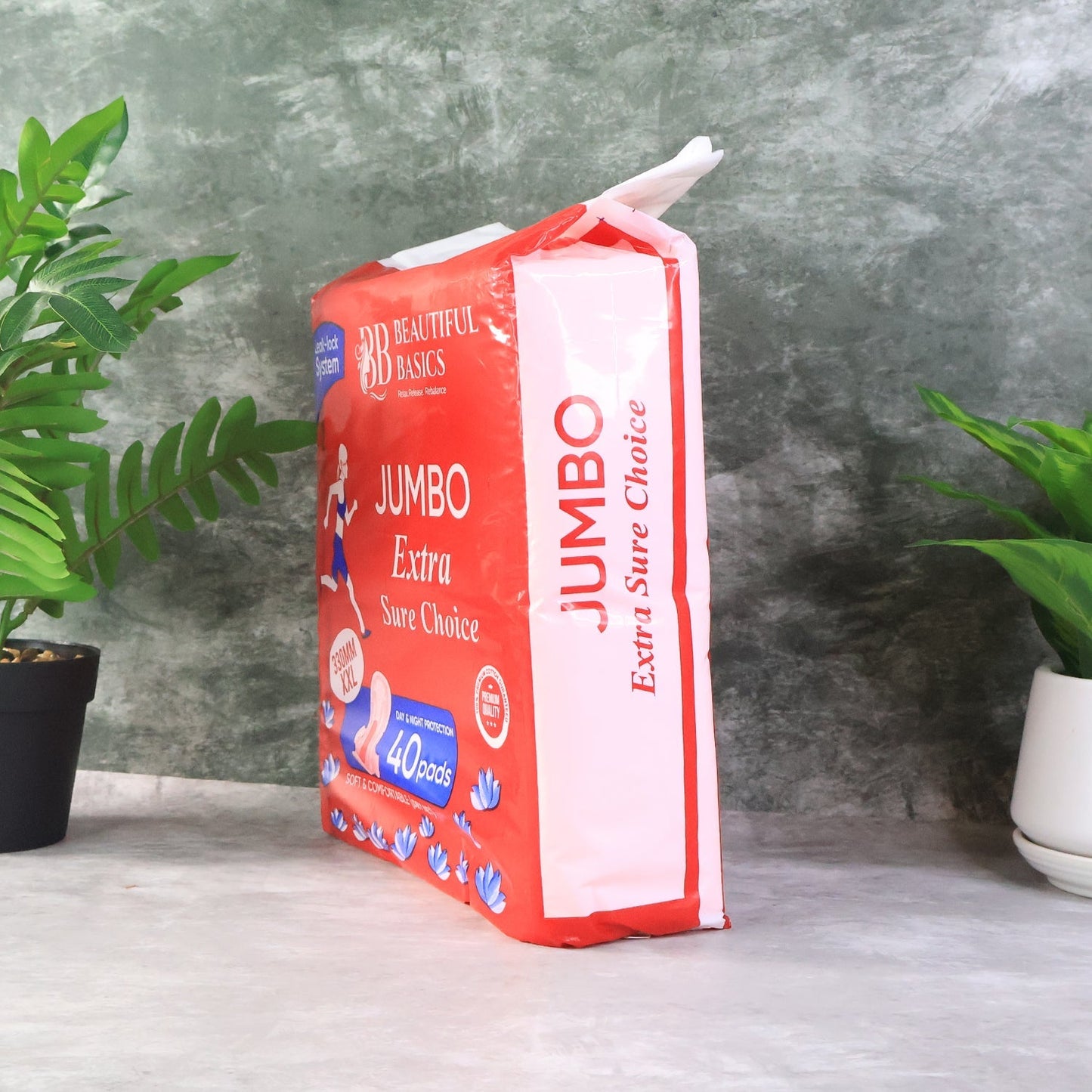 Beautiful Basics Jumbo Extra Sure Choice Sanitary Pads XXL 330mm (40 Pc) signaturekarts