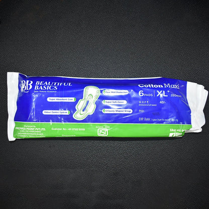 Beautiful Basics Blue Lady Sanitary Pads XL 280mm (6 Pc) signaturekarts