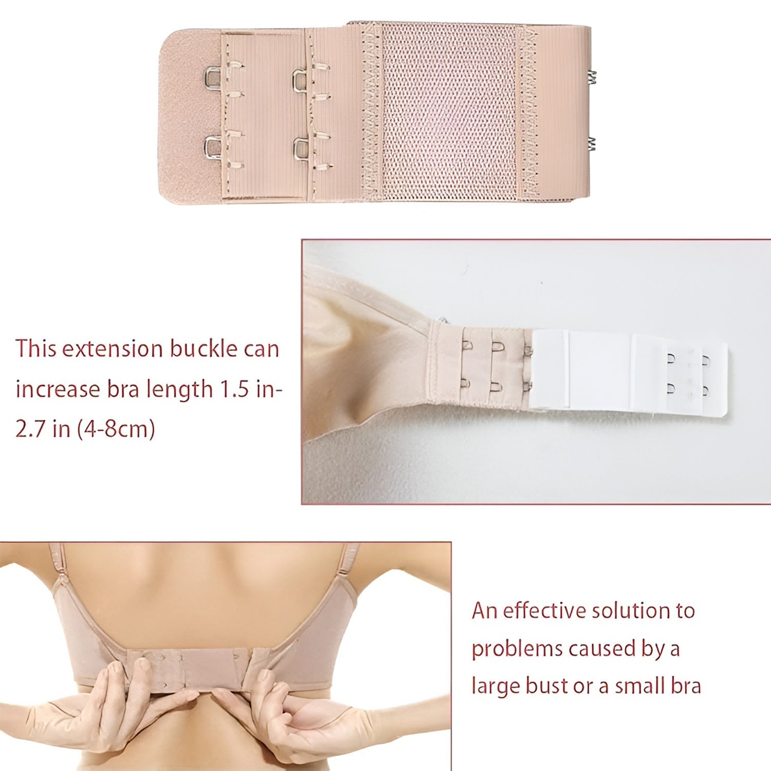 Adjustable 3-Piece Bra Extender Set with 2-Hook signaturekarts