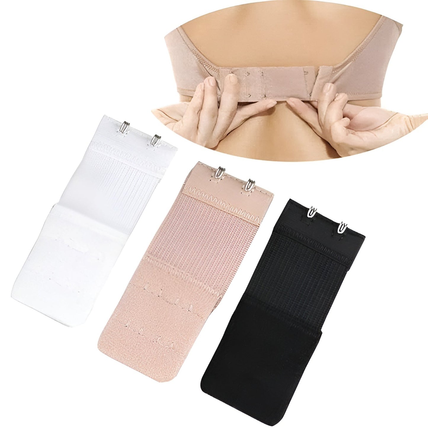 Adjustable 3-Piece Bra Extender Set with 2-Hook signaturekarts