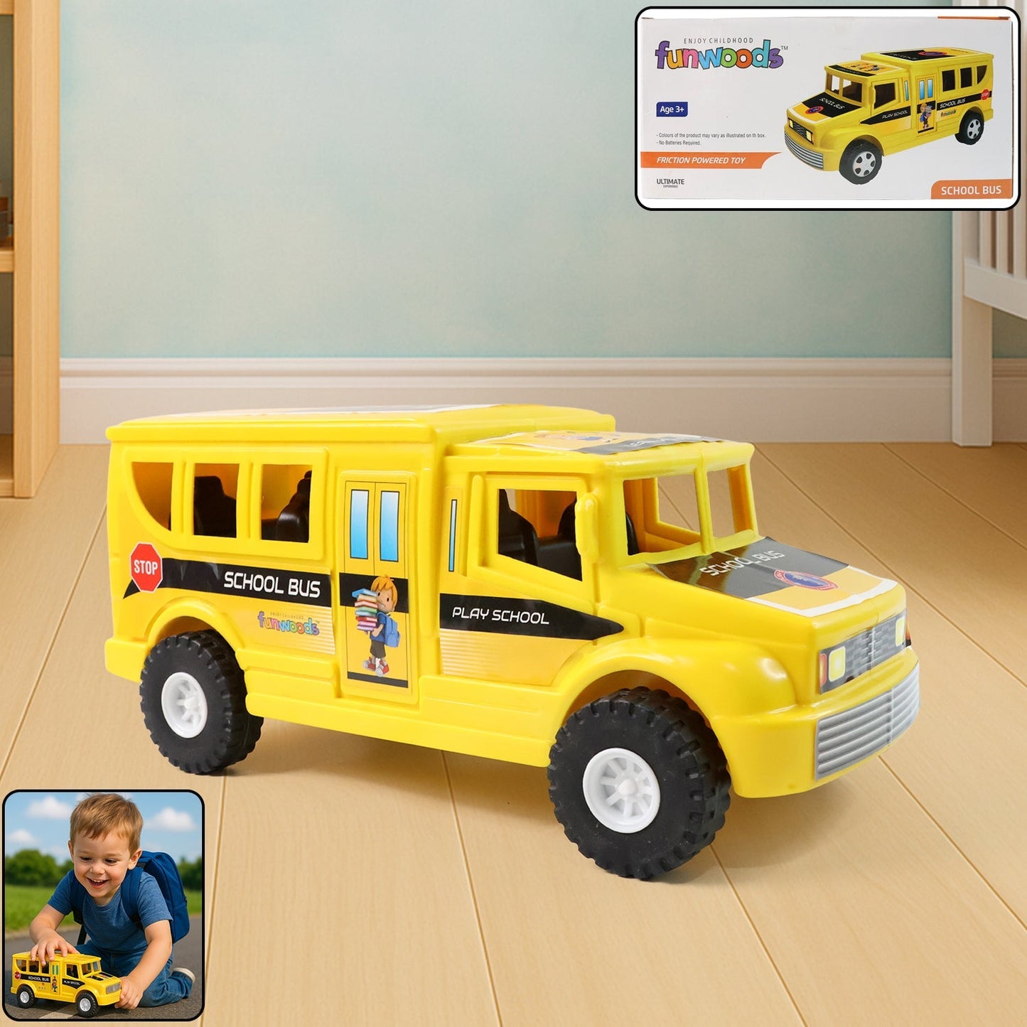 Funwoods Friction-Powered School Bus Toy - (1 Pc) signaturekarts