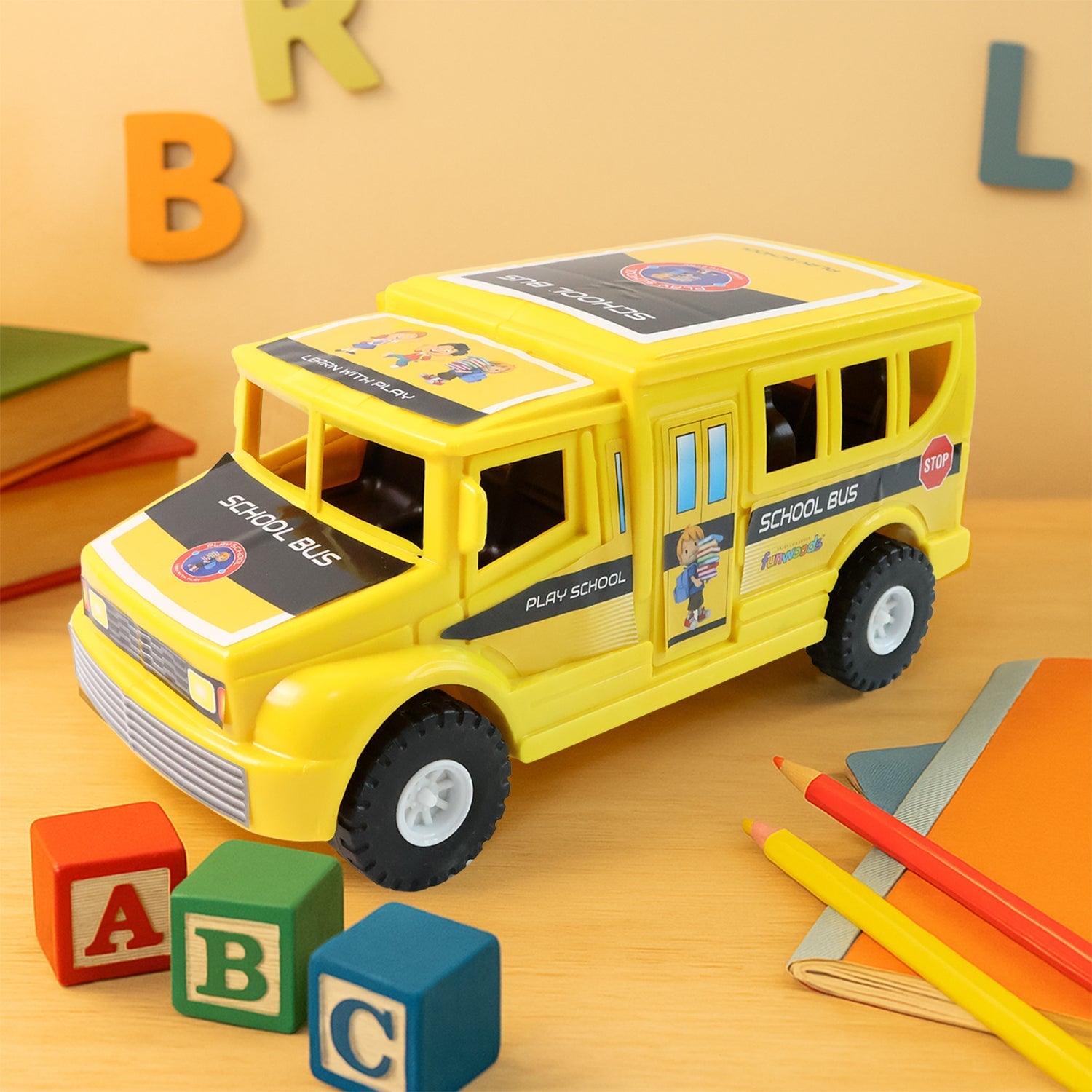 Funwoods Friction-Powered School Bus Toy - (1 Pc) signaturekarts