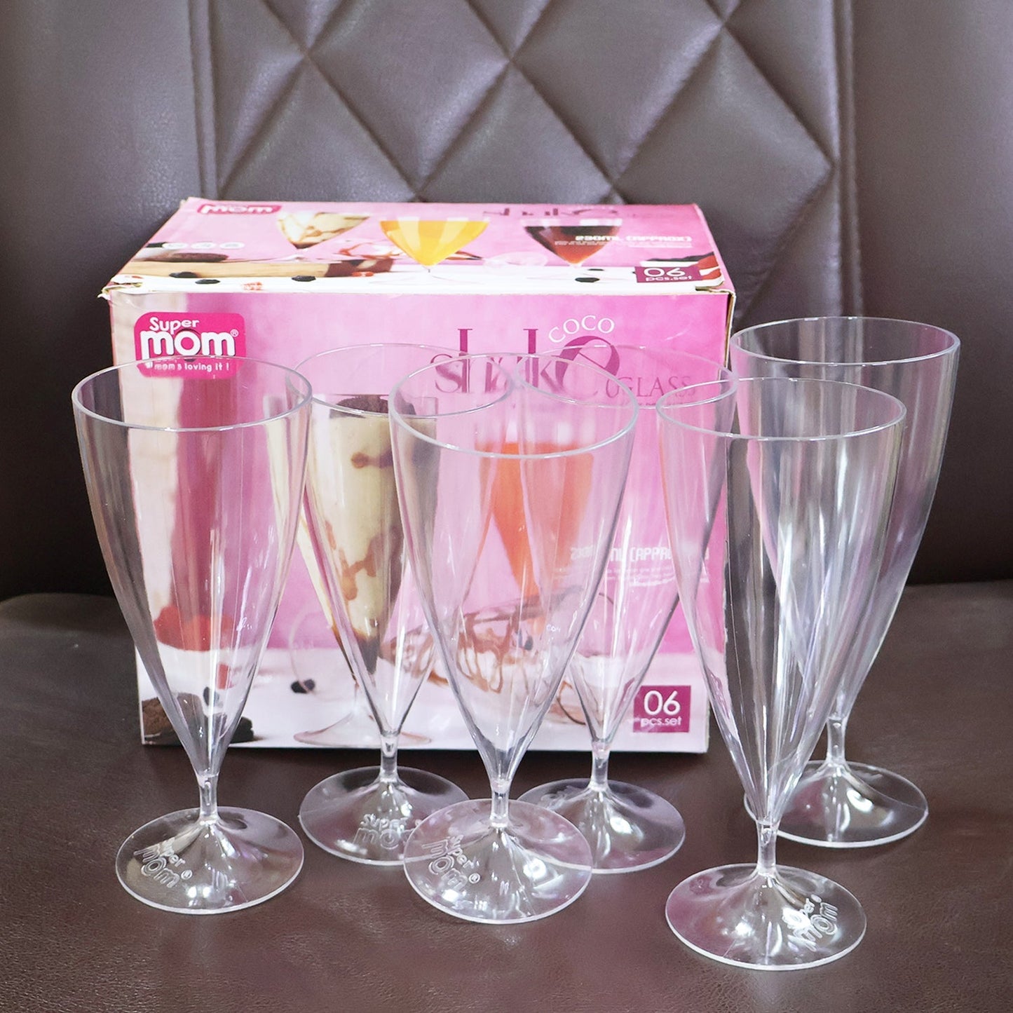 Supermom Plastic Shake Coco Glass Set (230ML / 6 Pc) signaturekarts