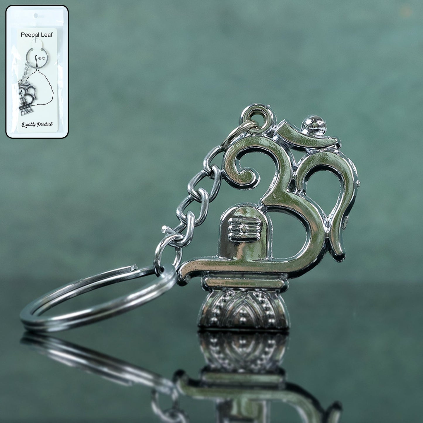 Om with Shivling Metal Keychain (1 Pc) signaturekarts