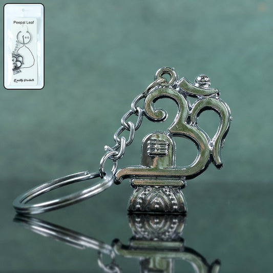Om with Shivling Metal Keychain (1 Pc) signaturekarts