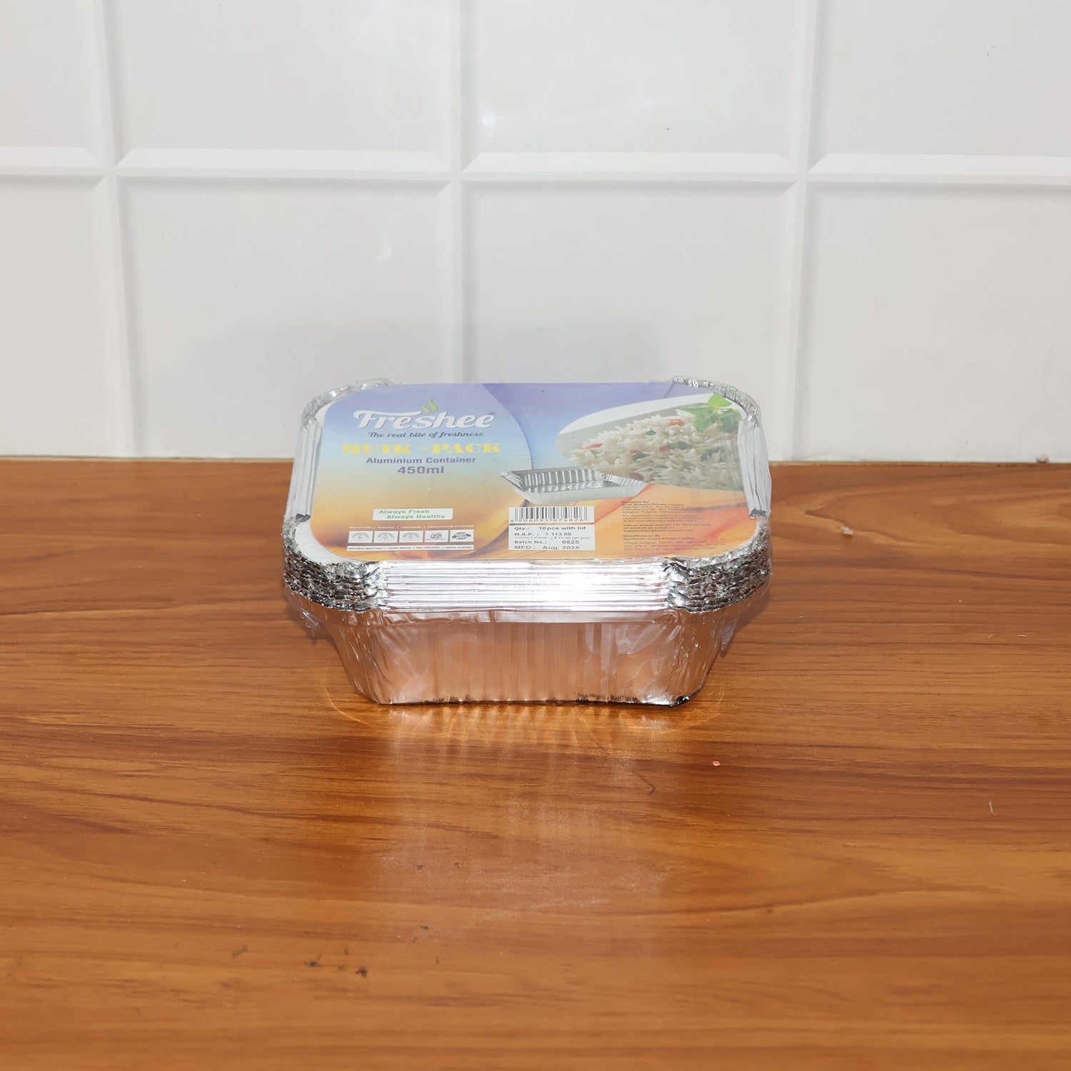 Freshee Aluminium Food Container with Lid — 450 ml — 10 Pc signaturekarts