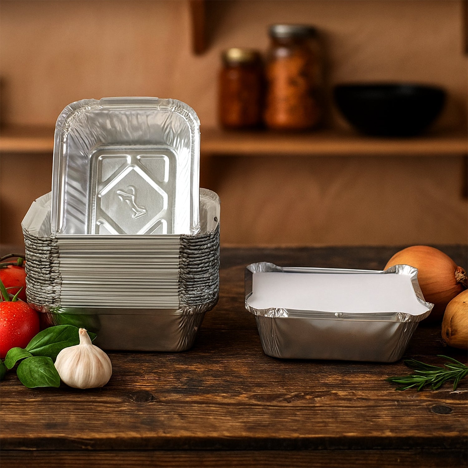 Disposable Aluminium Food Containers with Lids – 250 ml Capacity (Pack of 25) signaturekarts