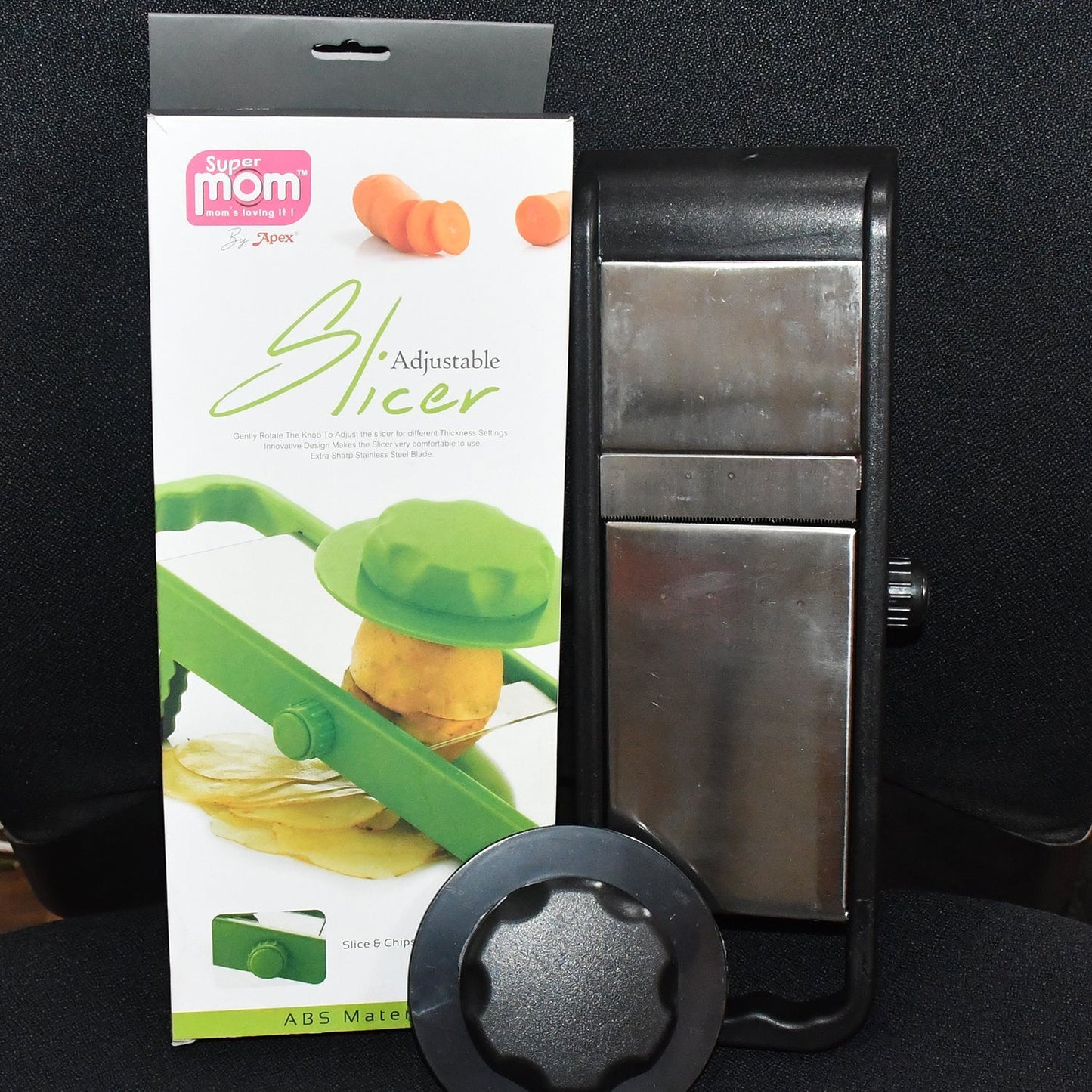 Supermom Adjustable Plastic Slicer, 1-Piece, Black / Silver Your Brand