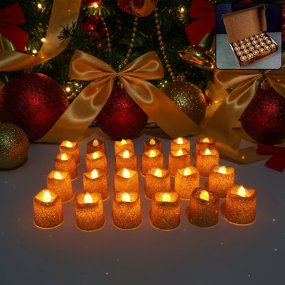 christmas Premium Glitter LED Tealight Candles (24 Pc Set) The Morsignaturekarts