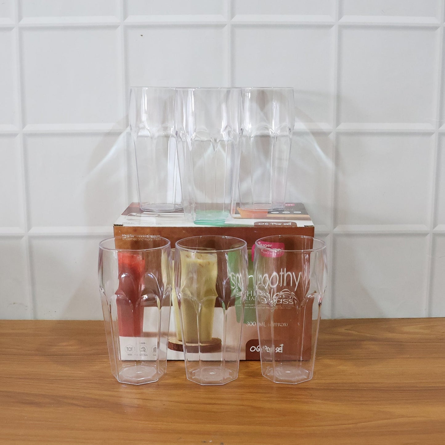 Supermom Transparent Smoothy Glass Set (Approx 300ML / 6 Pc) signaturekarts
