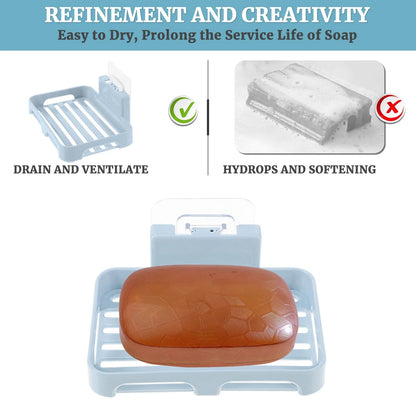Self-Adhesive Wall Mount Plastic Soap Dish with Drain Slots Signature Kart