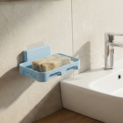 Self-Adhesive Wall Mount Plastic Soap Dish with Drain Slots Signature Kart