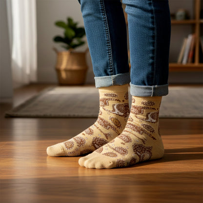 Beige Paisley Printed Fashion Socks (1 Pair) The Morsignaturekarts