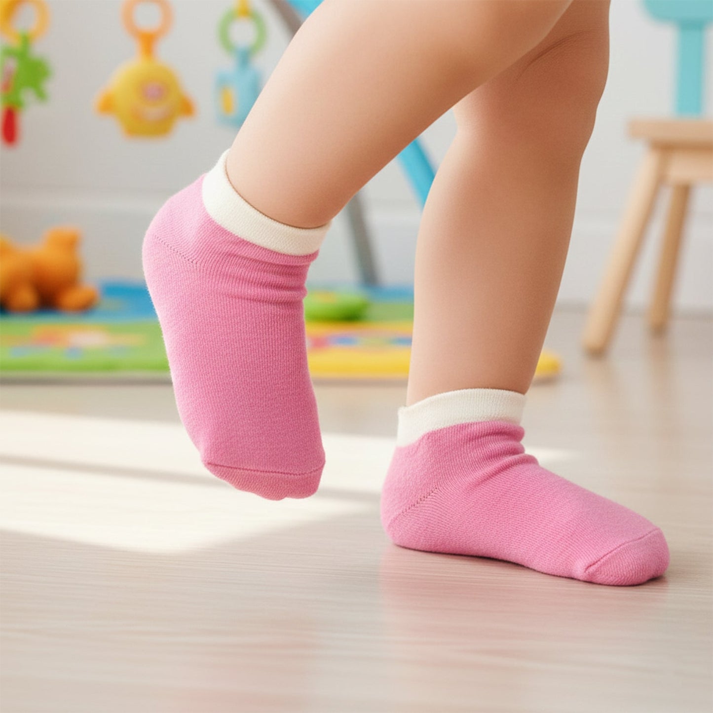 Pink & White Soft Ankle Socks for Kids (1 Pair) The Morsignaturekarts