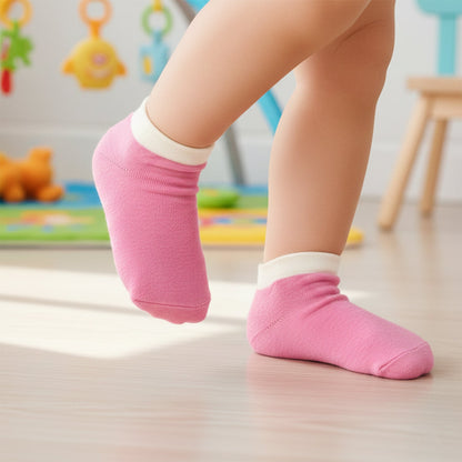 Pink & White Soft Ankle Socks for Kids (1 Pair) The Morsignaturekarts