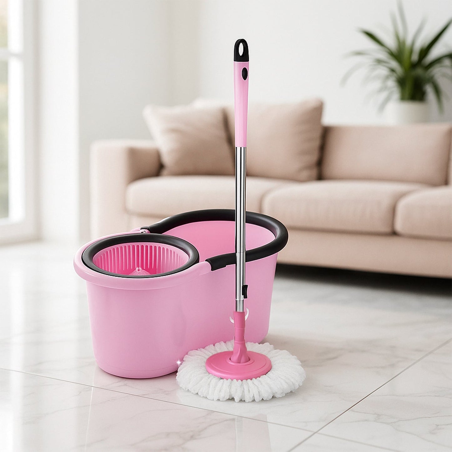 Quick Spin Mop With Steel Spin, Bucket Floor Cleaning, Easy Wheels & Big Bucket, Floor Cleaning Mop with Bucket Your Brand