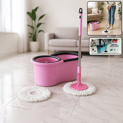 Quick Spin Mop With Steel Spin, Bucket Floor Cleaning, Easy Wheels & Big Bucket, Floor Cleaning Mop with Bucket Your Brand