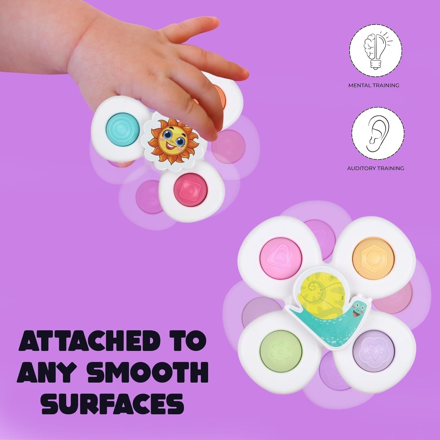 White Baby Spinner Toy Set – Sensory Suction Spin Toys (3 Pc Set) The Morsignaturekarts