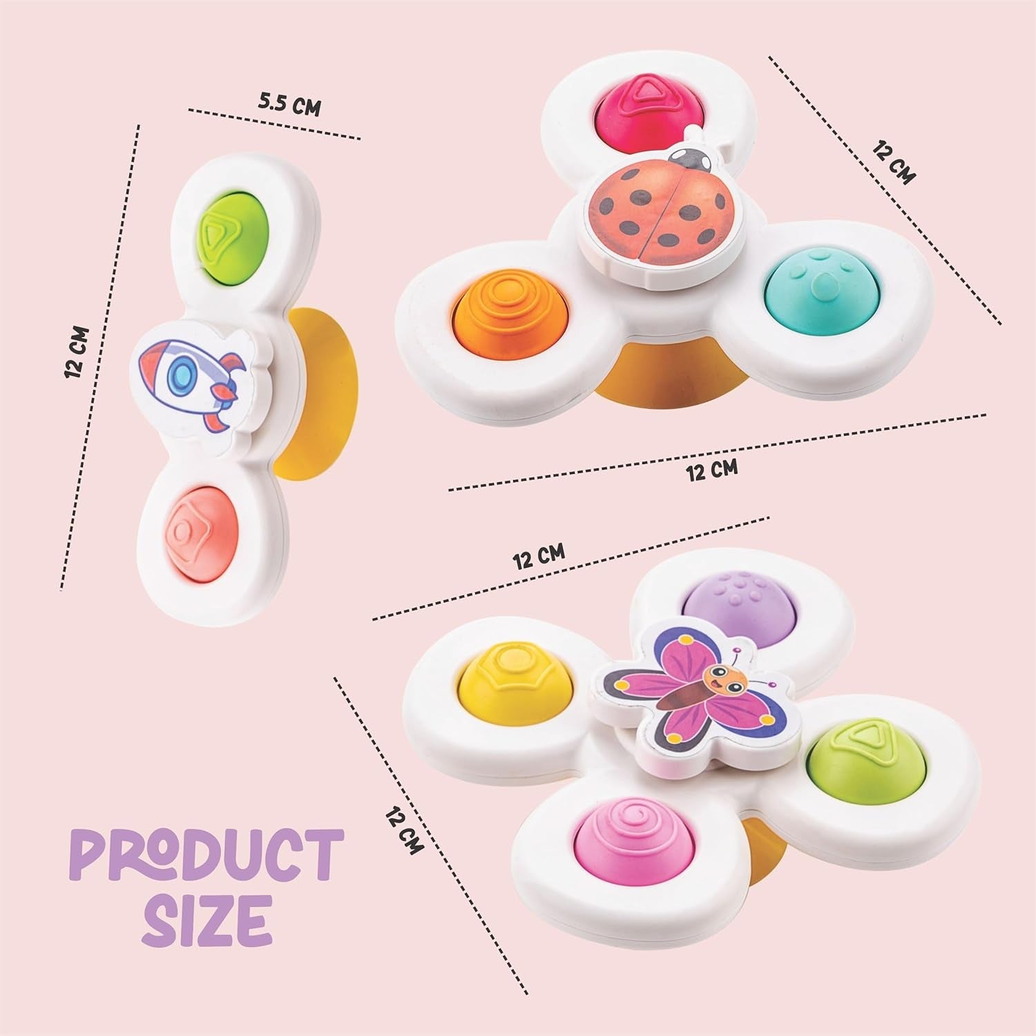 White Baby Spinner Toy Set – Sensory Suction Spin Toys (3 Pc Set) The Morsignaturekarts