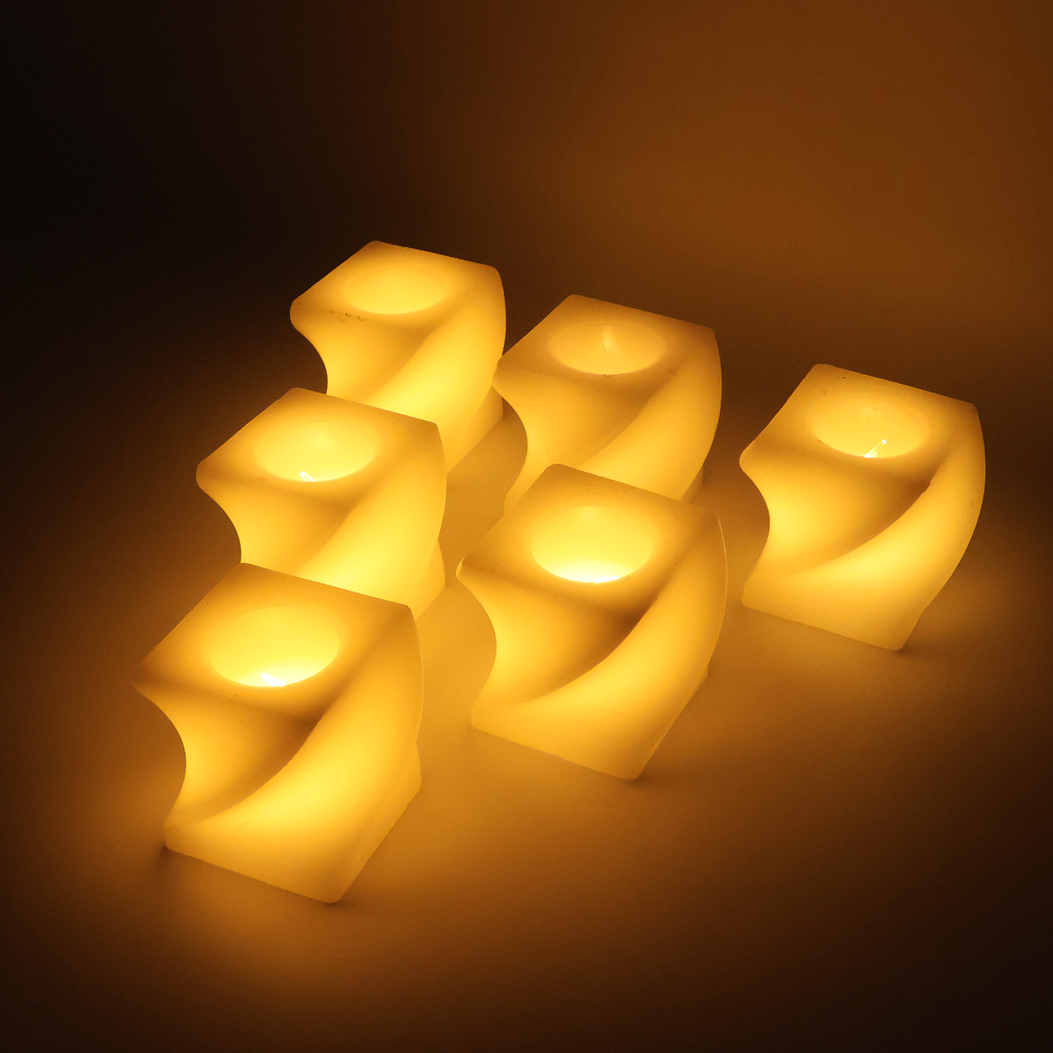 Set of 6 LED Flameless Decorative Candles – Square Shape Tealight Lamps signaturekarts