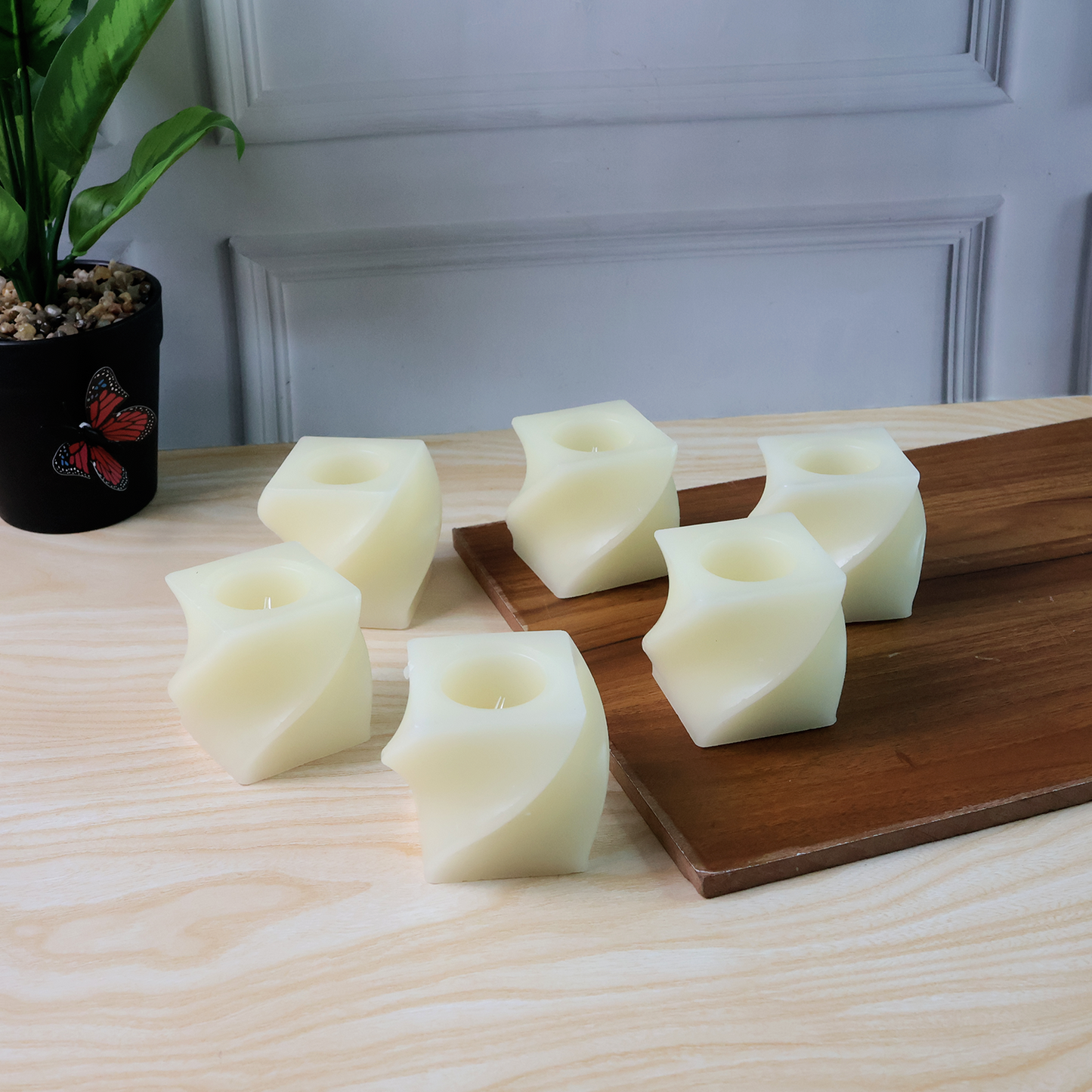 Set of 6 LED Flameless Decorative Candles – Square Shape Tealight Lamps signaturekarts