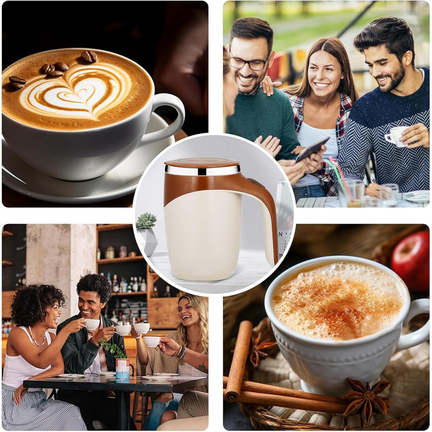 Stirring Coffee Mug | Magnetic Stirring Coffee Cup | Stainless Steel Mug for Milk | Travel Mixing Cup | Self Stirring Coffee Mug, Suitable for Coffee / Milk / Hot Chocolat | Battery Operated ( Battery Not Included) signaturekarts