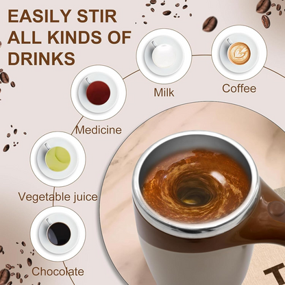 Stirring Coffee Mug | Magnetic Stirring Coffee Cup | Stainless Steel Mug for Milk | Travel Mixing Cup | Self Stirring Coffee Mug, Suitable for Coffee / Milk / Hot Chocolat | Battery Operated ( Battery Not Included) signaturekarts