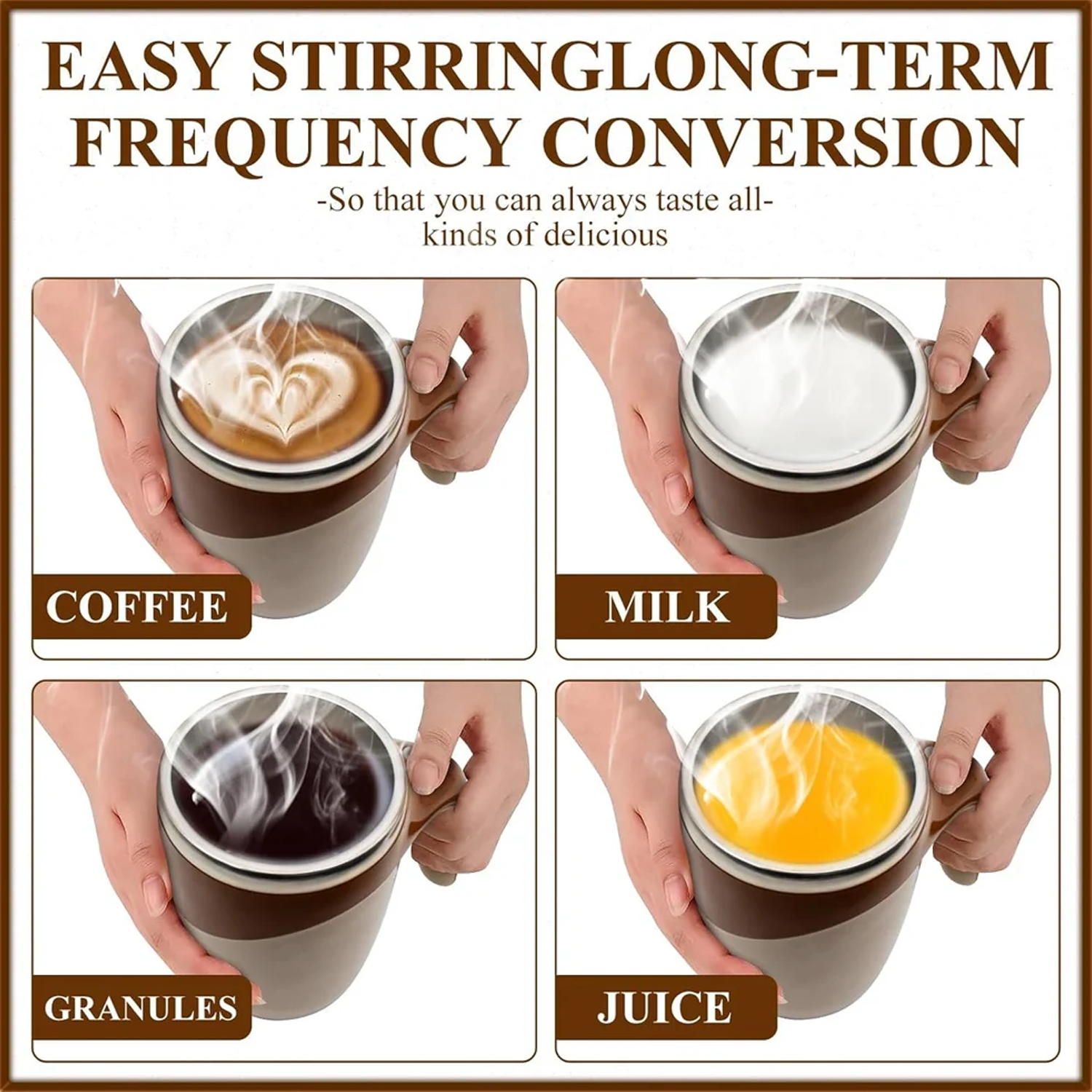 Stirring Coffee Mug | Magnetic Stirring Coffee Cup | Stainless Steel Mug for Milk | Travel Mixing Cup | Self Stirring Coffee Mug, Suitable for Coffee / Milk / Hot Chocolat | Battery Operated ( Battery Not Included) signaturekarts